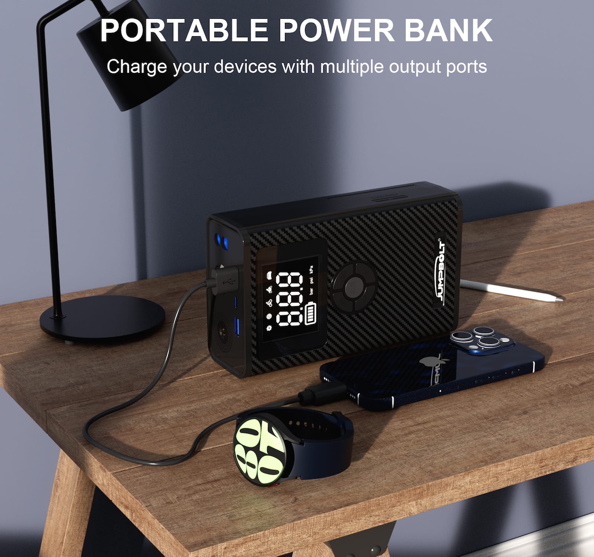 партатыўны акумулятар Power Bank і аўтастартар аварыйны